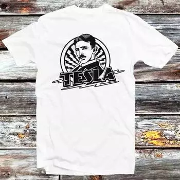 230 г/м 100% хлопок Никола Тесла вспышка молнии текущий изобретатель футболка винтаж ретро крутой подарок мужской женский унисекс мультфильм аниме топ футболка B1046 XXS белый