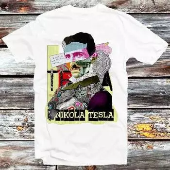 230 г/м 100% хлопок Nikola Tesla Magazine Poster футболка винтажная ретро крутой подарок мужская женская унисекс мультяшный аниме топ футболка B1048 XXS белый