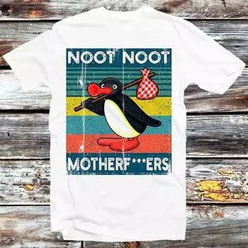 230 г/м 100% хлопок Pingu Noot Noot Madafakas Motherfcukers футболка винтажная ретро крутой подарок мужская женская унисекс мультфильм аниме топ футболка B451 XXS белый