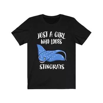 230 г/м 100% хлопок Просто девушка, которая любит скатов Футболка Милая рубашка скатов Футболка любителя скатов Футболка любителя океанских животных для взрослых малышей младенцев детей Подарочная футболка XXS чёрный