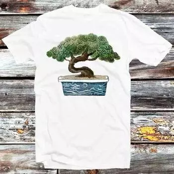 230 г/м 100% хлопок японское дерево бонсай футболка винтаж ретро крутой подарок мужская женская унисекс мультфильм аниме топ футболка B958 XXS белый