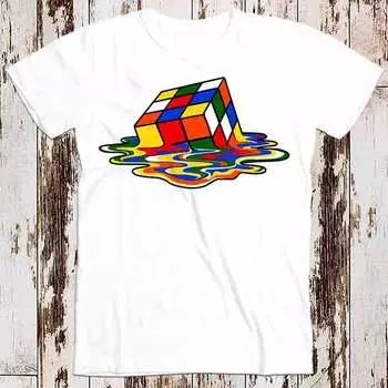 230 г/м 100% хлопок расплавленный кубик Рубика бестселлер футболка музыка ретро топ футболка подарок крутой унисекс 8577 XXS белый