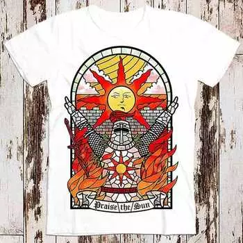 230 г/м 100% хлопок Слава Солнцу Карта Таро Слава Богу Онлайн-игра Dark Souls Gamer Бестселлер Футболка Музыка Ретро Топ Футболка Унисекс 8602 XXS белый