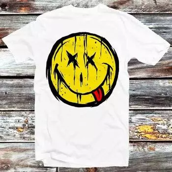 230 г/м 100% хлопок Smile Acid Face Life Is Happy Always Sunny Positive футболка винтажная ретро крутой подарок мужская женская унисекс мультяшный аниме топ футболка B1057 XXS белый