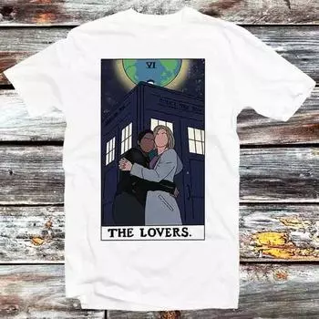230 г/м 100% хлопок Thasmin The Lovers Tarot Card Doctor Who футболка винтажная ретро крутой подарок мужская женская унисекс мультяшный аниме топ футболка B489 XXS белый
