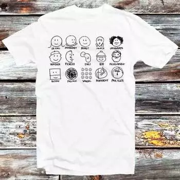 230 г/м 100% хлопок Все известные художники Боб Дали Пикассо Ван Гог да Винчи Моне футболка винтажный ретро мем подарок унисекс аниме манга топ футболка B1361 XXS белый