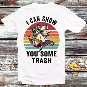 230 г/м 100% хлопок Я могу показать вам немного мусора забавная футболка с изображением енота-опоссума любителя винтажный ретро подарок для мужчин и женщин унисекс мультяшный аниме топ футболка B1250 XXS белый
