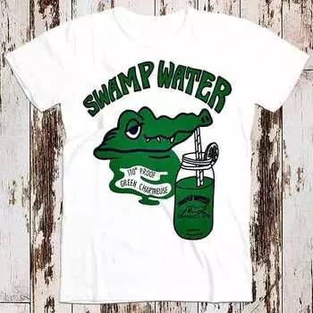 230 Gsm 100% Cotton Alligator Swamp Water Tee Top Retro Cool Vintage Style Unisexladies T Shirt 8229 XXS белый