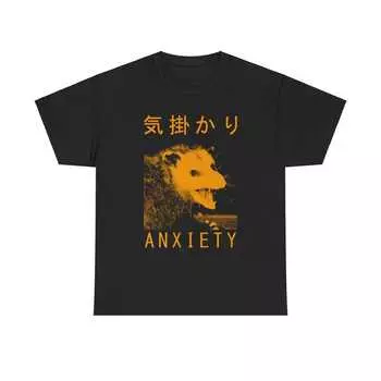 230 Gsm 100% Cotton Anxiety Japanese Opossum Shirt XXS чёрный