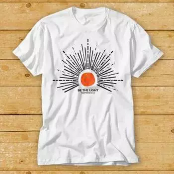 230 Gsm 100% Cotton Be The Light Matthew 5 14 Sunburst Bible Verse Christian Gift Sun T Shirt 1931 XXS белый
