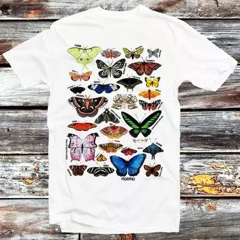 230 Gsm 100% Cotton Butterfly T Shirt Butterflies Kinds Animal Pets Best Cool Gift Fashion Style Cute Men Women Unisex Art Top Tee B226 XXS белый