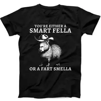 230 Gsm 100% Cotton Capybara Smart Fella Or Fart Smella Best Seller Funny Gift Black Tee T Shirt B321 XXS чёрный