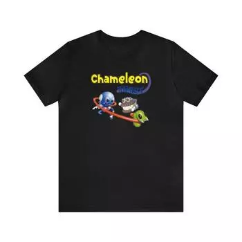 230 Gsm 100% Cotton Chameleon Twist N64 Cover Art Retro Style Unisex Short Sleeve T Shirt XXS чёрный