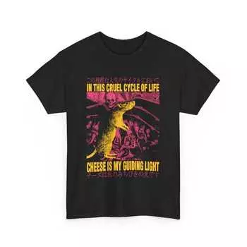 230 Gsm 100% Cotton Cheese Is My Guiding Light Rat T Shirt XXS чёрный