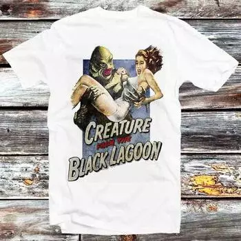 230 Gsm 100% Cotton Creature From The Black Lagoon Horror Movie T Shirt Vintage Retro Cool Gift Mens Womens Unisex Cartoon Anime Top Tee B416 XXS белый