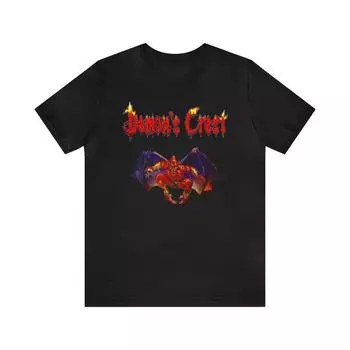 230 Gsm 100% Cotton Demon S Crest Snes Retro Style Pixel Art Unisex Short Sleeve Tee T Shirt XXS чёрный