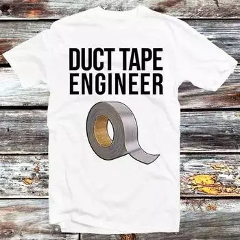 230 Gsm 100% Cotton Duct Tape Engineer Funny Diy T Shirt Vintage Retro Cool Gift Mens Womens Unisex Cartoon Anime Top Tee B564 XXS белый