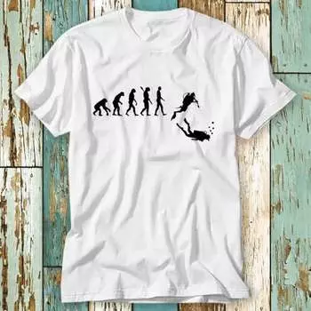 230 Gsm 100% Cotton Evolution Of Scuba Diving Born To Dive T Shirt Top Design Unisex Ladies Mens Tee Retro Fashion Vintage Shirt S829 XXS белый