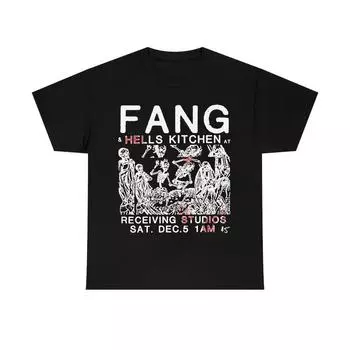 230 Gsm 100% Cotton Fang Tee Shirt Hells Kitchen Unisex 10 Colorways XXS чёрный
