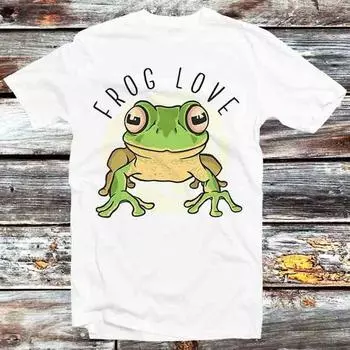 230 Gsm 100% Cotton Frog Love Funny Meme T Shirt Vintage Retro Cool Gift Mens Womens Unisex Cartoon Anime Top Tee B775 XXS белый