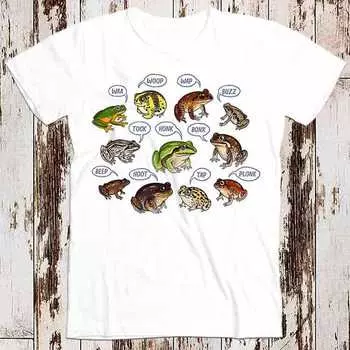 230 Gsm 100% Cotton Frog Love Songs Art Animal Meme Best Seller T Shirt Music Retro Top Tee Gift Cool Unisex 8522 XXS белый