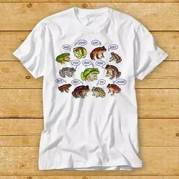 230 Gsm 100% Cotton Frog Love Songs Art Animal Meme Cool Gift Funny Style Design Limited Top Tee 2431 XXS белый