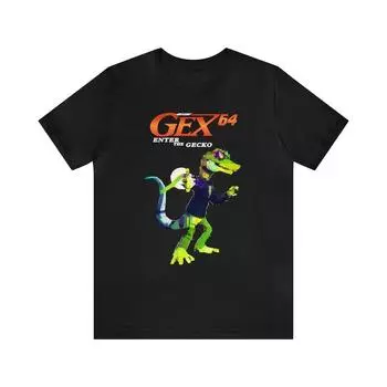230 Gsm 100% Cotton Gex 64 Enter The Gecko N64 Cyberpunk Style Unisex Short Sleeve Tee T Shirt XXS чёрный