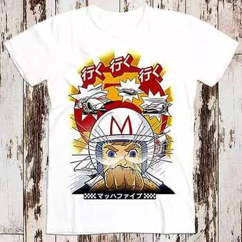 230 Gsm 100% Cotton Go Speed Racer Go Japanese Poster Special Edition Best Seller T Shirt Music Retro Top Tee Gift Cool Unisex 8527 XXS белый