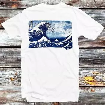 230 Gsm 100% Cotton Great Wave Off Kanagawa Art Watercolor Ramen T Shirt Vintage Retro Cool Gift Mens Womens Unisex Cartoon Anime Top Tee B488 XXS белый