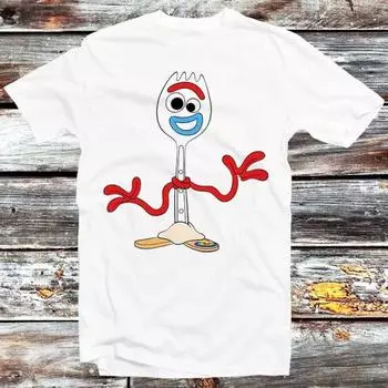230 Gsm 100% Cotton Happy Forky Funny T Shirt Best Parody Cool Birthday Gift Trend Style Top Tee Men Women Unisex B106 XXS белый