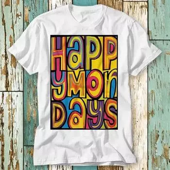 230 Gsm 100% Cotton Happy Mondays Indie Dance 90S Shirt Top Design Unisex Ladies Mens Tee Retro Fashion Vintage Shirt S721 XXS белый