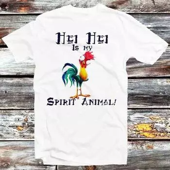 230 Gsm 100% Cotton Hei Hei Is My Spirit Animal Chicken T Shirt Vintage Retro Cool Gift Mens Womens Unisex Cartoon Anime Top Tee B632 XXS белый