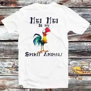230 Gsm 100% Cotton Hei Hei Is My Spirit Animal Chicken T Shirt Vintage Retro Cool Gift Mens Womens Unisex Cartoon Anime Top Tee B787 XXS белый