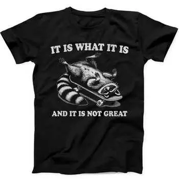 230 Gsm 100% Cotton It Is What It Is And It S Not Great Raccoon Funny Gift Black T Shirt B242 XXS чёрный