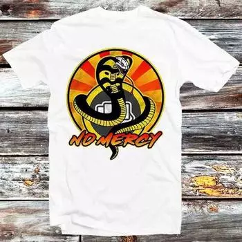 230 Gsm 100% Cotton Karate Kid No Mercy Cobra Kai 80S Movie T Shirt Vintage Retro Cool Gift Mens Womens Unisex Cartoon Anime Top Tee B812 XXS белый