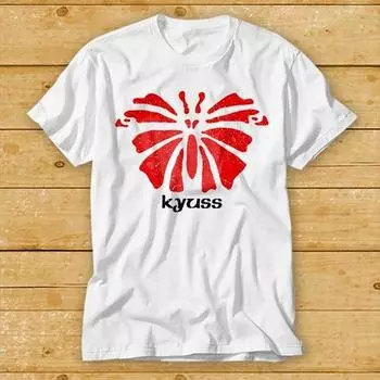 230 Gsm 100% Cotton Kyuss Butterfly T Shirt Stoner Hard 80S Rock Music Punk Retro Vintage Unisex Top Tee 2122 XXS белый