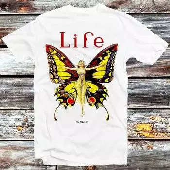 230 Gsm 100% Cotton Life Magazine Butterfly 1922 Flapper T Shirt Vintage Retro Gift Unisex Cartoon Anime Top Tee B1404 XXS белый