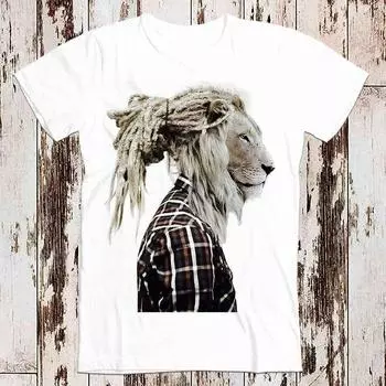 230 Gsm 100% Cotton Lion Rasta Art Animal Wild Meme T Shirt Meme Gift Funny Tee Vintage Unisex Gamer Cult Movie Music Adult Top Tee 8047 XXS белый