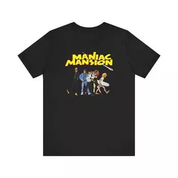 230 Gsm 100% Cotton Maniac Mansion Nes Pixel Art Retro Style Unisex Short Sleeve Tee T Shirt XXS чёрный