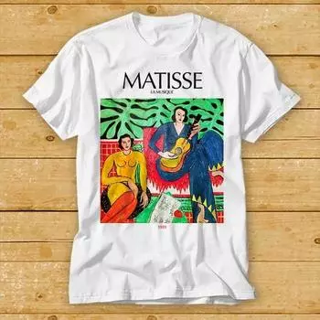 230 Gsm 100% Cotton Matisse Painting T Shirt Art Aesthetic Cool Gift Unisex La Musique Henri Artwork Style Top Tee 2211 XXS белый