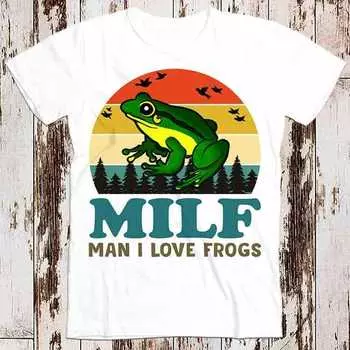 230 Gsm 100% Cotton Milf Man I Love Frogs Best Seller T Shirt Music Retro Top Tee Gift Cool Unisex 8585 XXS белый