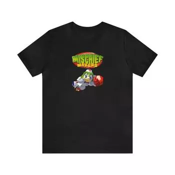 230 Gsm 100% Cotton Mischief Makers N64 Cover Art Retro Style Unisex Short Sleeve Tee T Shirt XXS чёрный
