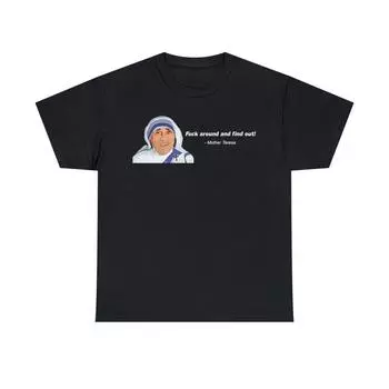 230 Gsm 100% Cotton Mother Teresa Find Out Shirt XXS чёрный