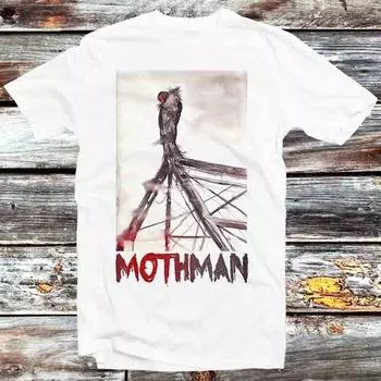 230 Gsm 100% Cotton Mothman The Legend Poster T Shirt Vintage Retro Cool Gift Mens Womens Unisex Cartoon Anime Top Tee B1006 XXS белый