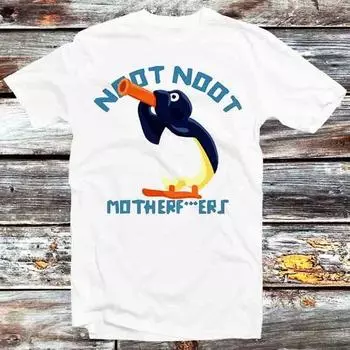 230 Gsm 100% Cotton Noot Noot Meme Pingu Motherfcukers T Shirt Vintage Retro Cool Gift Mens Womens Unisex Cartoon Anime Top Tee B426 XXS белый