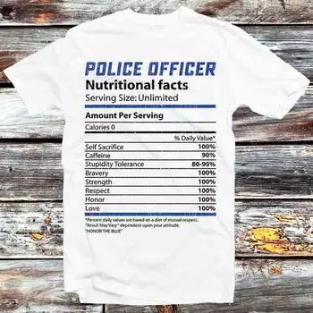 230 Gsm 100% Cotton Police Officer Veteran Cop Sheriff Retirement T Shirt Vintage Retro Cool Gift Mens Womens Unisex Cartoon Anime Top Tee B672 XXS белый