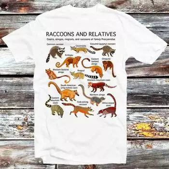 230 Gsm 100% Cotton Raccoons Relatives T Shirt Vintage Retro Cool Gift Mens Womens Unisex Cartoon Anime Top Tee B869 XXS белый