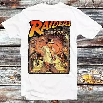 230 Gsm 100% Cotton Raiders Of Lost Ark Indiana Jones Film Movie T Shirt Vintage Retro Cool Gift Mens Womens Unisex Cartoon Anime Top Tee B555 XXS белый
