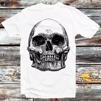 230 Gsm 100% Cotton Skull Look Underneath The Skin Peal Sugar Face T Shirt Vintage Retro Meme Gift Unisex Anime Manga Top Tee B1374 XXS белый