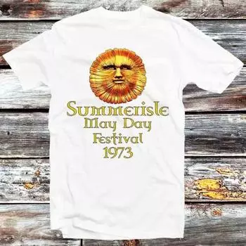 230 Gsm 100% Cotton Summerisle May Day Festival 1973 The Wicker Man Film Horror T Shirt Vintage Retro Cool Gift Unisex Cartoon Anime Top Tee B888 XXS белый